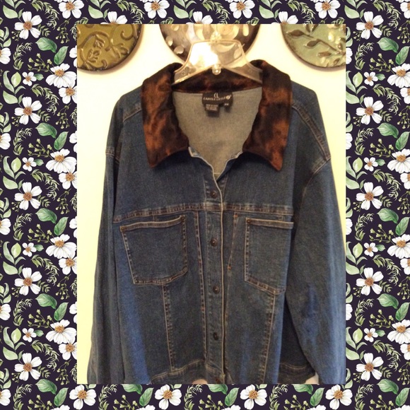 Carole Little Leopard Collar Designer Jean Jacket - Picture 4 of 7